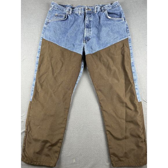 Wrangler Pro Gear Jeans Mens 44x30 Denim Brush Guard Canvas Hunt Pants Work Wear - Picture 1 of 4
